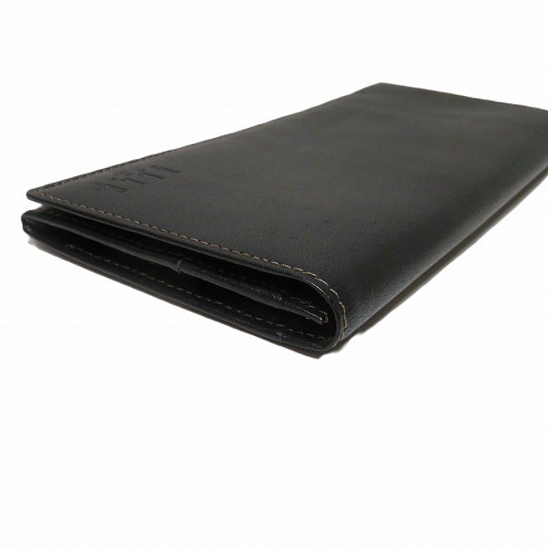 Leather Black Long Wallet Bifold Unisex in Good Condition