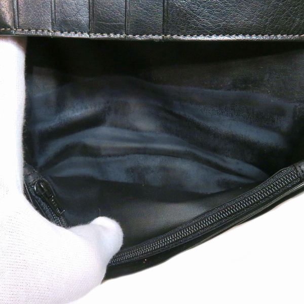 Leather Black Long Wallet Bifold Unisex in Good Condition