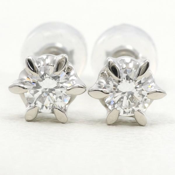 PT900 Platinum Diamond Earrings 0.197 VS1 0.206 VS2 in Great Condition