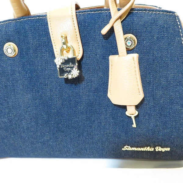 Samantha Vega 2way Denim Leather Handbag Shoulder Bag in Great Condition