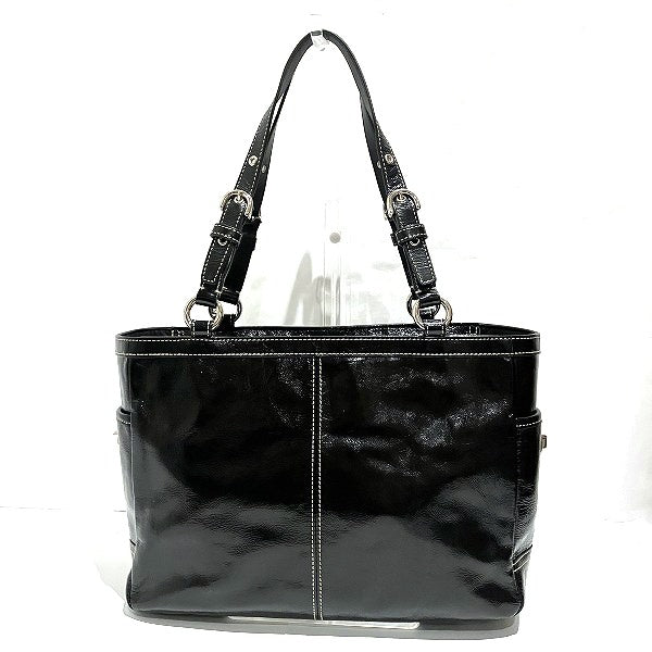 Coach Patent Leather Pleated Tote Shoulder Bag F13761 in Good Condition