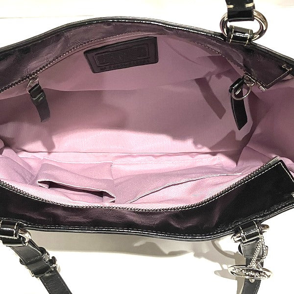 Coach Patent Leather Pleated Tote Shoulder Bag F13761 in Good Condition