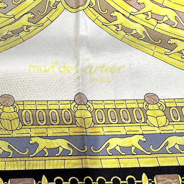 Cartier Silk Panther Scarab Pattern Scarf in Good Condition