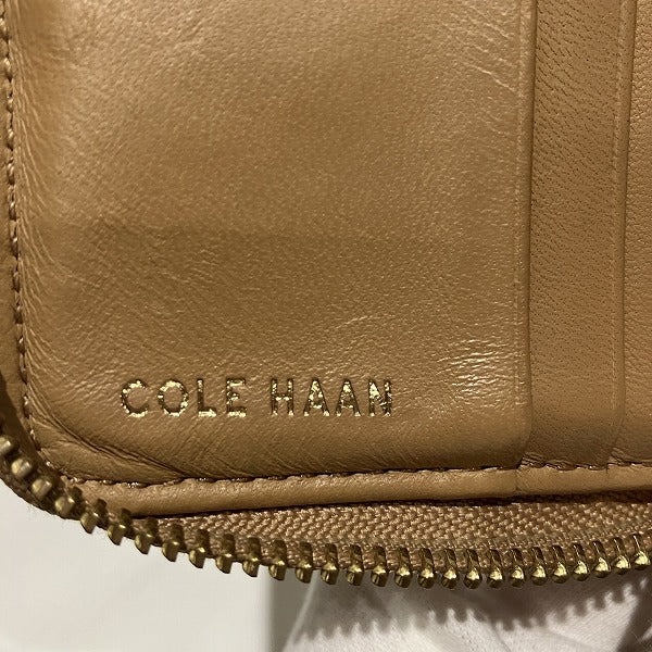 Cole Haan Beige Bifold Wallet PVC Leather in Good Condition