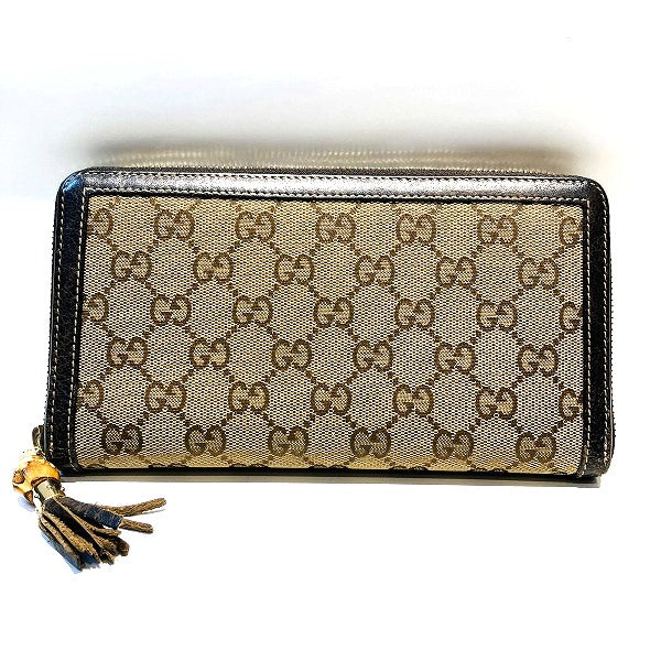 Gucci Canvas Leather Bamboo Tassel Wallet in Fair Condition