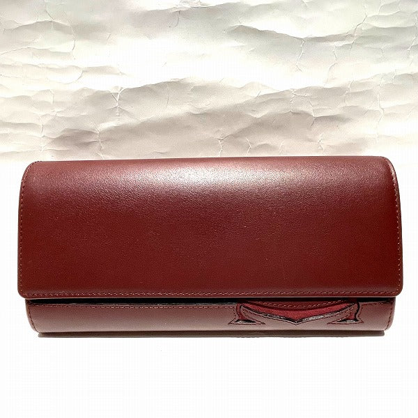 Cartier Leather Flap Compact Wallet Leather Long Wallet in Good condition