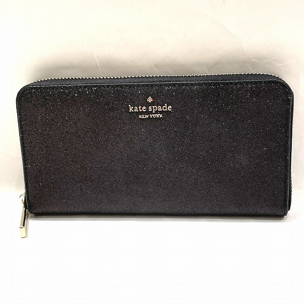 Kate Spade Glitter Fabric Box Large Continental Wallet K9253 BLK in Good Condition