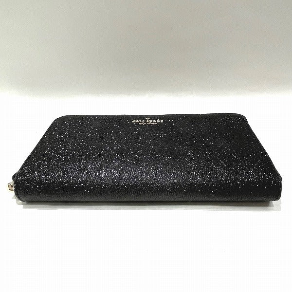 Kate Spade Glitter Fabric Box Large Continental Wallet K9253 BLK in Good Condition