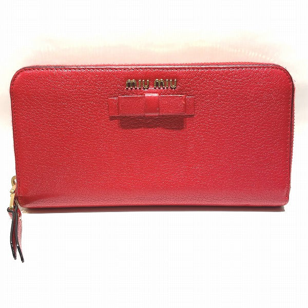 Miu Miu Leather Long Wallet 5ML506 in Good Condition