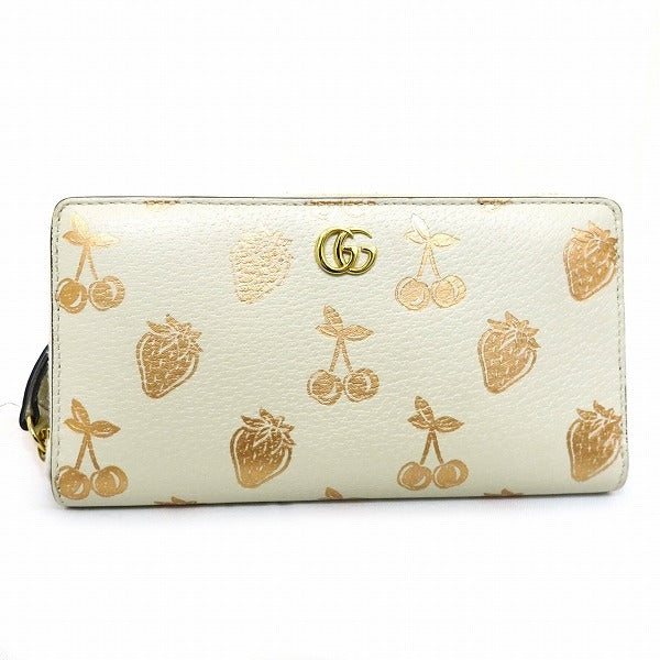 Gucci Leather GG Marmont Berry Long Wallet 456117 in Fair Condition