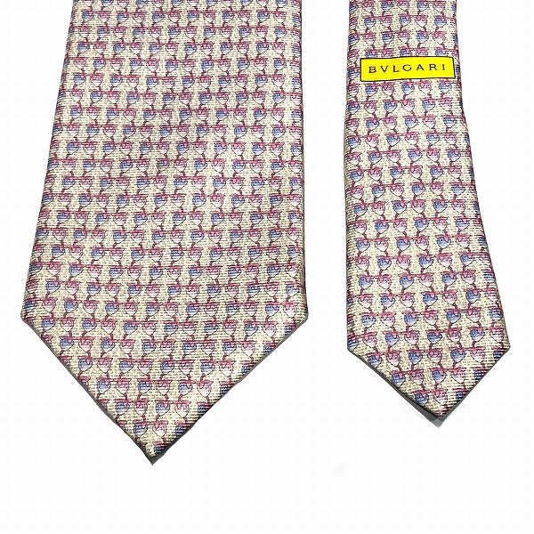 Bvlgari Silk Strawberry Pattern Tie 150cm x 10cm in Pristine Condition