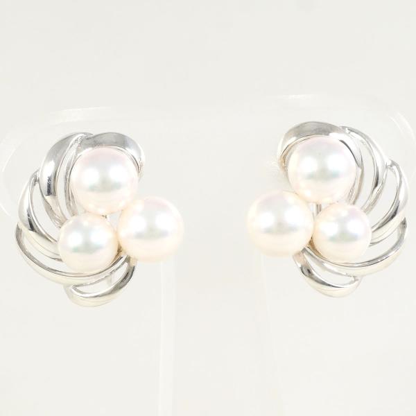 Mikimoto Silver Pearl Earrings in Excellent Condition