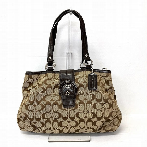 Coach Signature Canvas Leather Tote Bag F17402