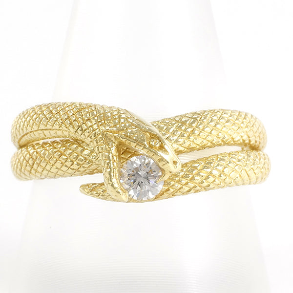 K18 Yellow Gold Diamond Ring 19号 0.21ct in Excellent Condition