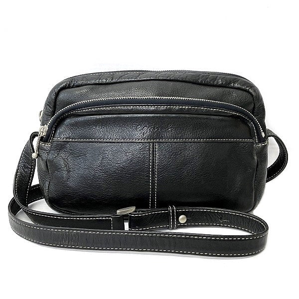 Agnes b. Black Leather Shoulder Bag Unisex in Good Condition