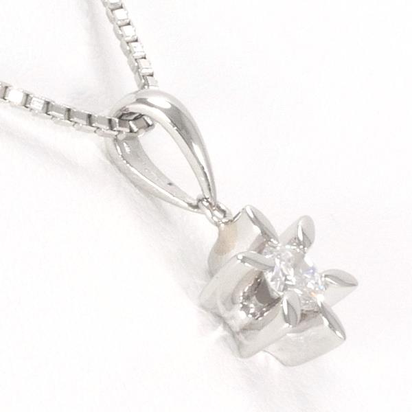 Single Stone Diamond Necklace 0.20ct in Platinum PT850 for Women, Silver (Pre-Owned)