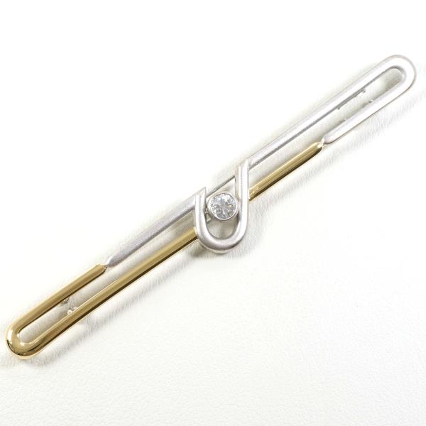 K18 Yellow/White Gold Diamond Brooch in Excellent Condition