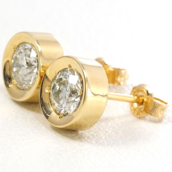 K18 Yellow Gold Diamond Earrings 0.60 0.65 SI2 in Great Condition