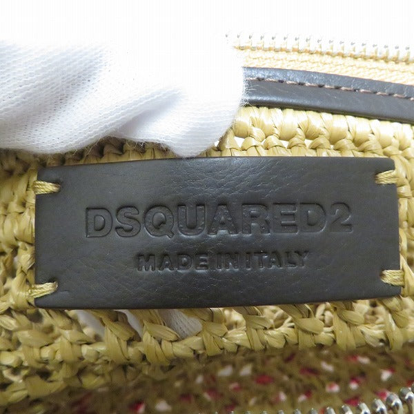 Dsquared2 Raffia Leather Clutch Bag in Good Condition