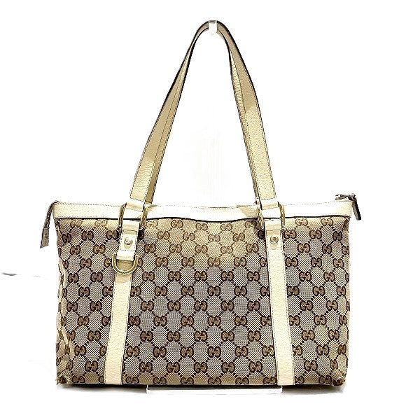 Gucci Abby Canvas Leather Handbag 141470 in Fair Condition