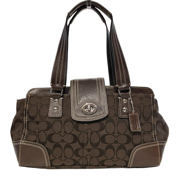 COACH Signature Canvas Leather Shoulder Bag