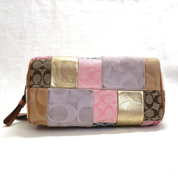 Coach Multicolor Canvas Leather Patchwork Pouch in Good Condition