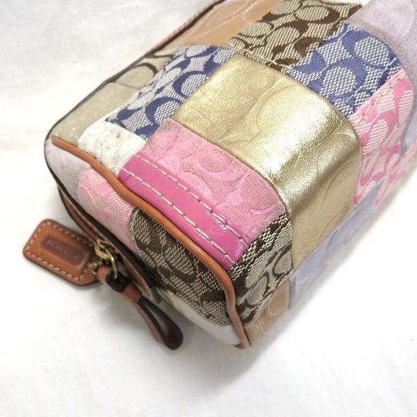 Coach Multicolor Canvas Leather Patchwork Pouch in Good Condition