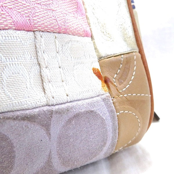 Coach Multicolor Canvas Leather Patchwork Pouch in Good Condition