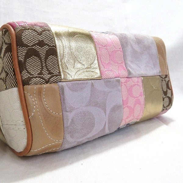 Coach Multicolor Canvas Leather Patchwork Pouch in Good Condition