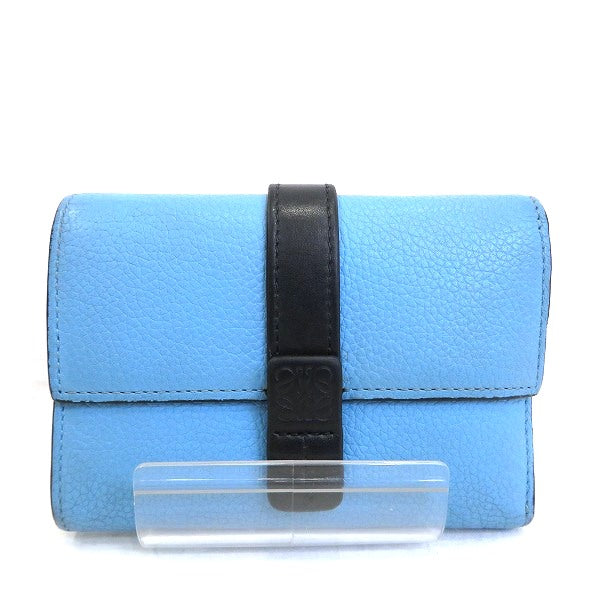 Loewe Small Vertical Leather Wallet Blue Black