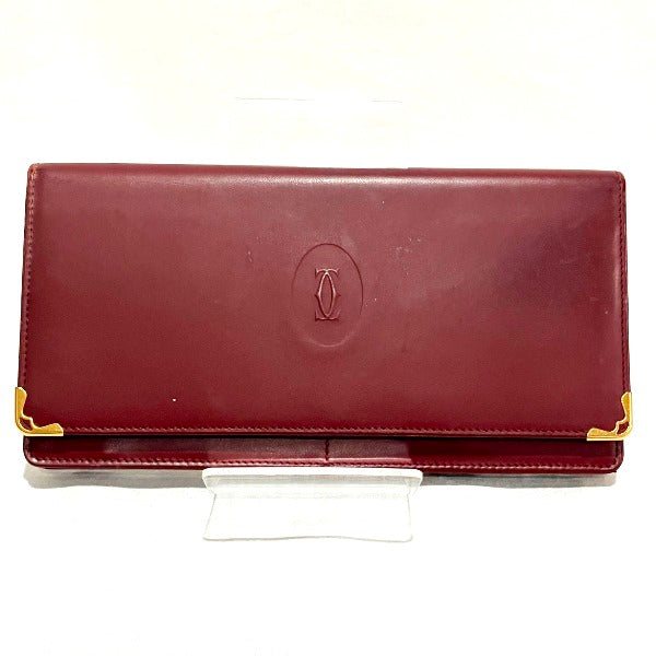 Cartier Must Line Bordeaux Leather Long Wallet in Good Condition