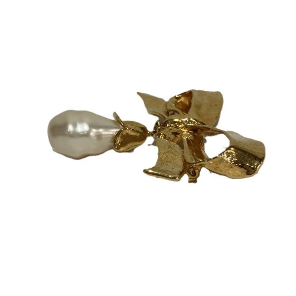 Yves Saint Laurent Gold Ribbon Pearl Brooch