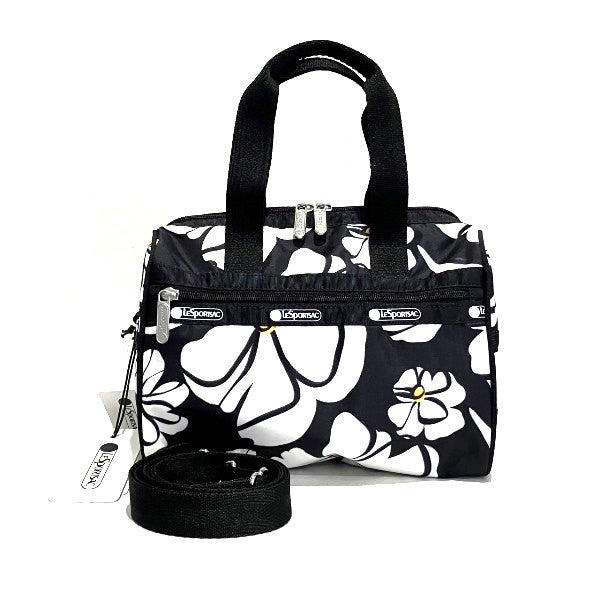 LeSportsac Black White Flower Nylon Bag 3868E837