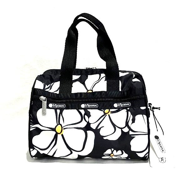 LeSportsac Black White Flower Nylon Handbag 3868E837 in Great Condition