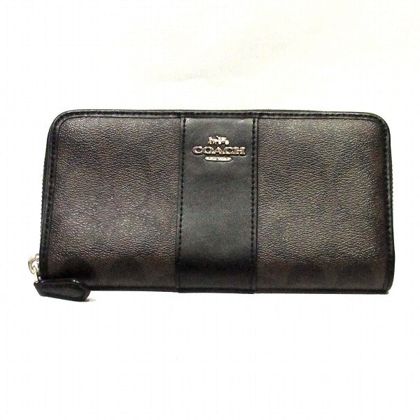 Coach Signature PVC Leather Zip-Around Wallet F54630 in Good Condition