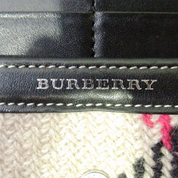 Burberry Wool Leather Bifold Long Wallet in Good Condition