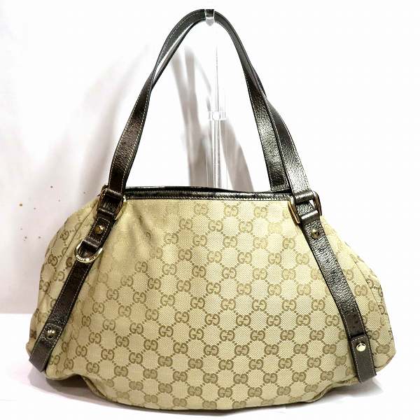 Gucci GG Canvas Leather Handbag 130736 in Great Condition