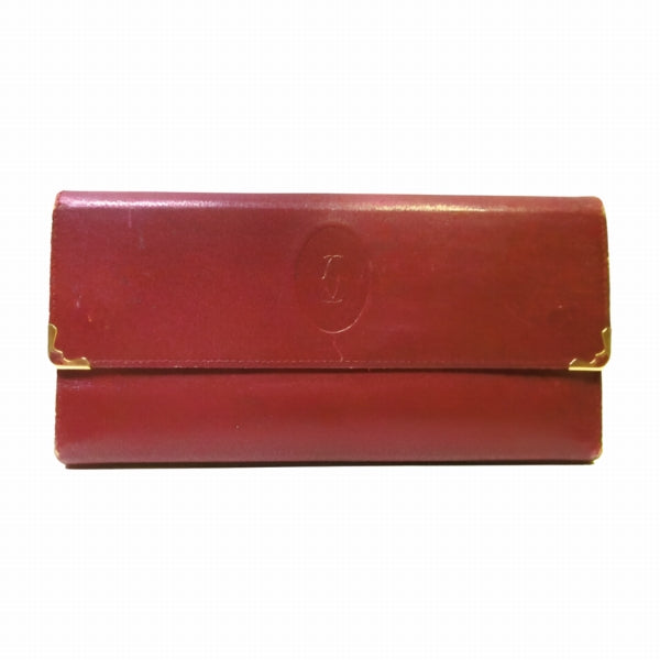 Cartier Must Line Leather Coin Purse Trifold Wallet in Fair Condition