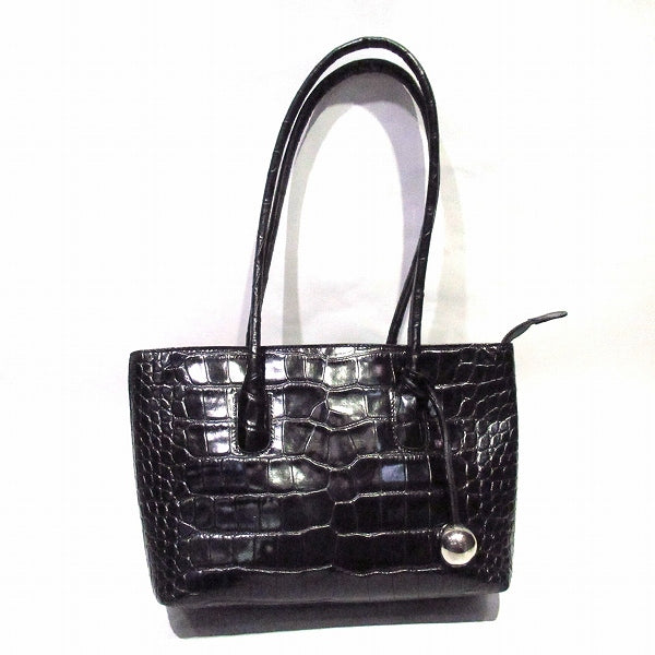 Furla Croc Embossed Leather Tote Handbag