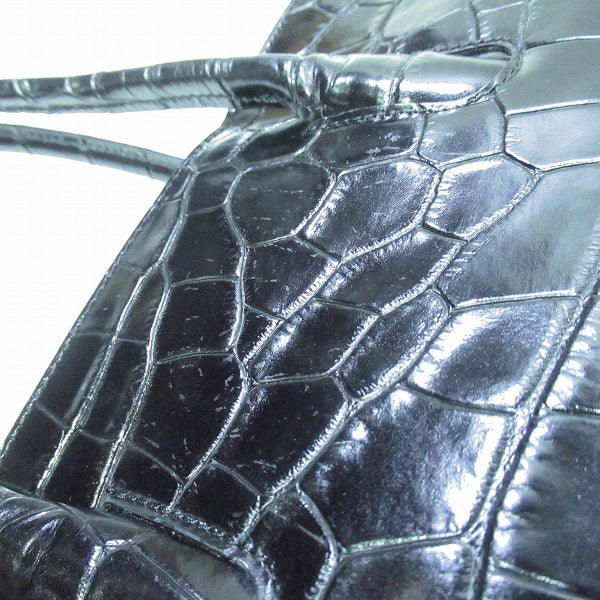 Furla Croc-Embossed Leather Tote Handbag in Good Condition