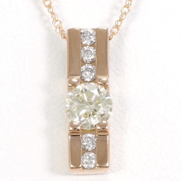 K18 Pink Gold Necklace with Yellow Diamond in Excellent Condition