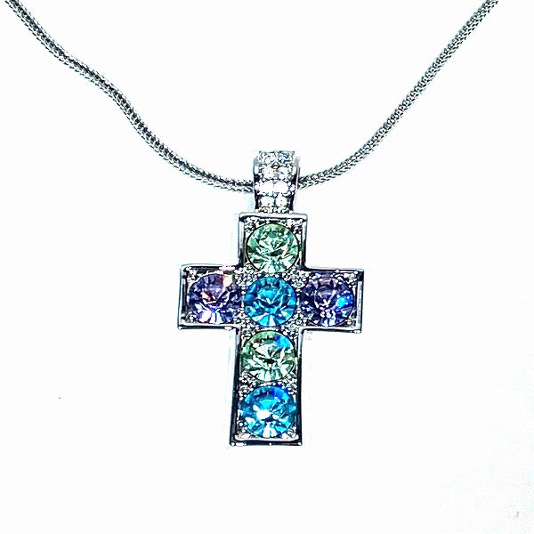 Swarovski Metal Crystal Cross Pendant Necklace in Good Condition