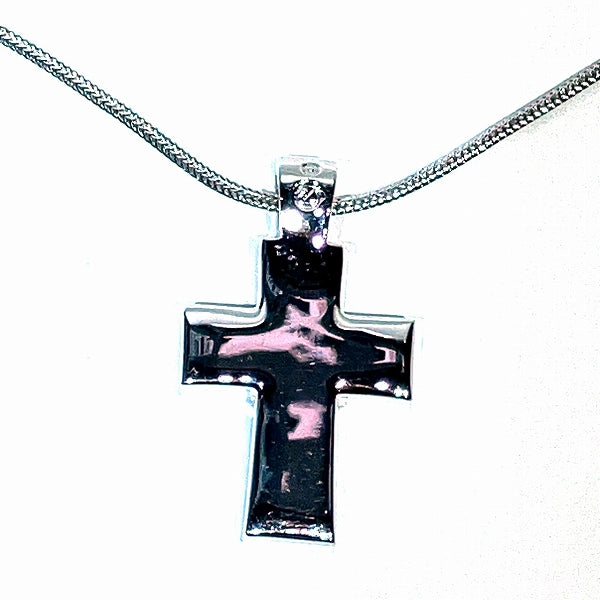 Swarovski Metal Crystal Cross Pendant Necklace in Good Condition