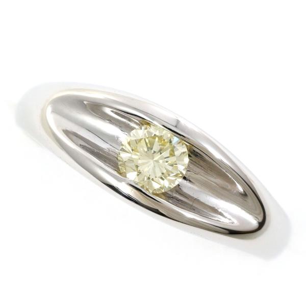 PT900 Platinum Ring with Yellow Diamond, Size 15 in Excellent Condition