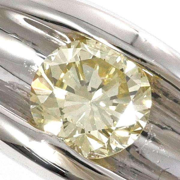 PT900 Platinum Ring with Yellow Diamond, Size 15 in Excellent Condition