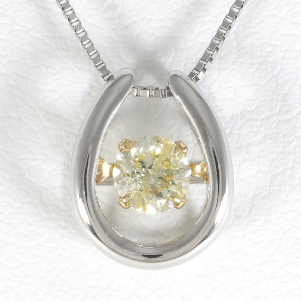 PT900 Platinum K18 Yellow Gold PT850 Necklace with Yellow Sapphire in Excellent Condition