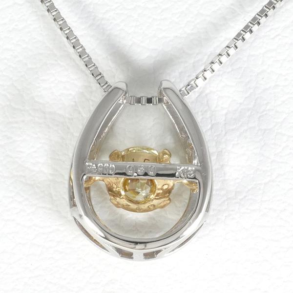 PT900 Platinum K18 Yellow Gold PT850 Necklace with Yellow Sapphire in Excellent Condition