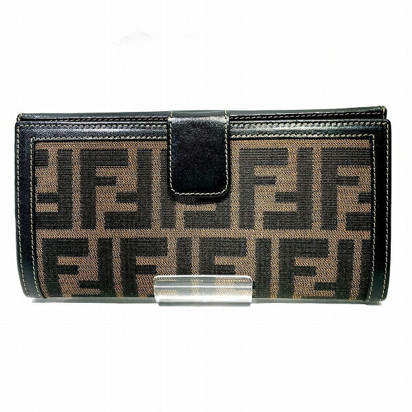 Fendi Zucca Pattern Canvas Leather Bifold Wallet in Good Condition