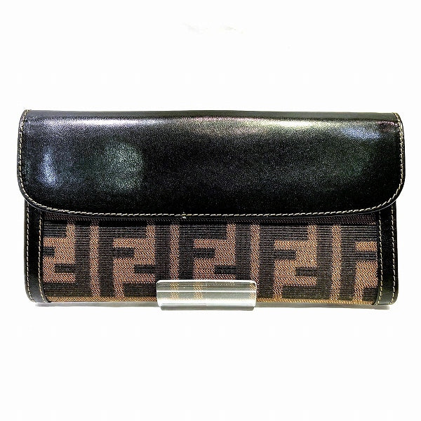 Fendi Zucca Pattern Canvas Leather Bifold Wallet in Good Condition