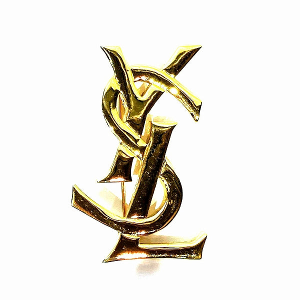 Yves Saint Laurent YSL Logo Brooch 5.5cm×3.5cm in Good Condition